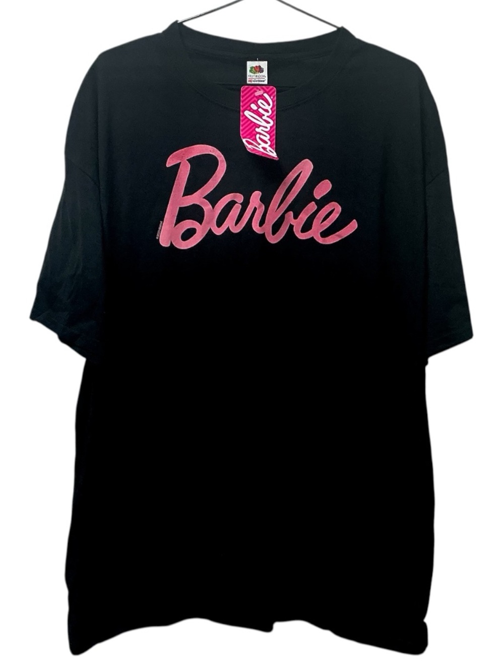Barbie Black Tee with Pink Script Logo